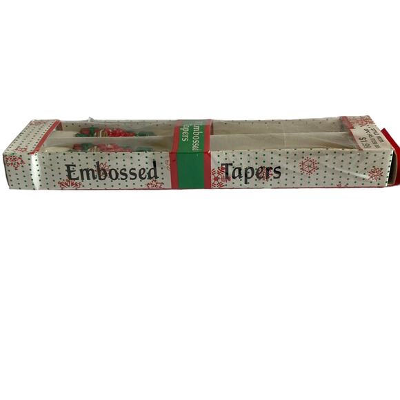 Vintage Robert Alan Candle Company Holiday 10" Embossed Tapers - Picture 3 of 4